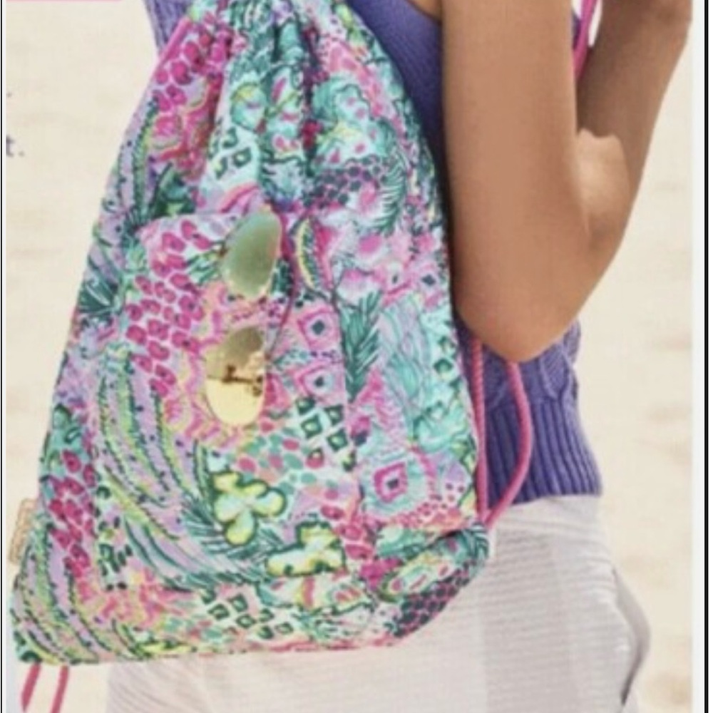 Lilly Pulitzer Drawstring Backpack Multi Banana S… - image 1